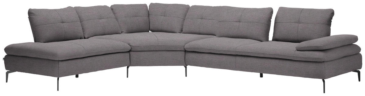 ECKSOFA in Flachgewebe Anthrazit  271/344 cm  - Anthrazit/Schwarz, Design, Textil/Metall (271/344cm) - Chilliano