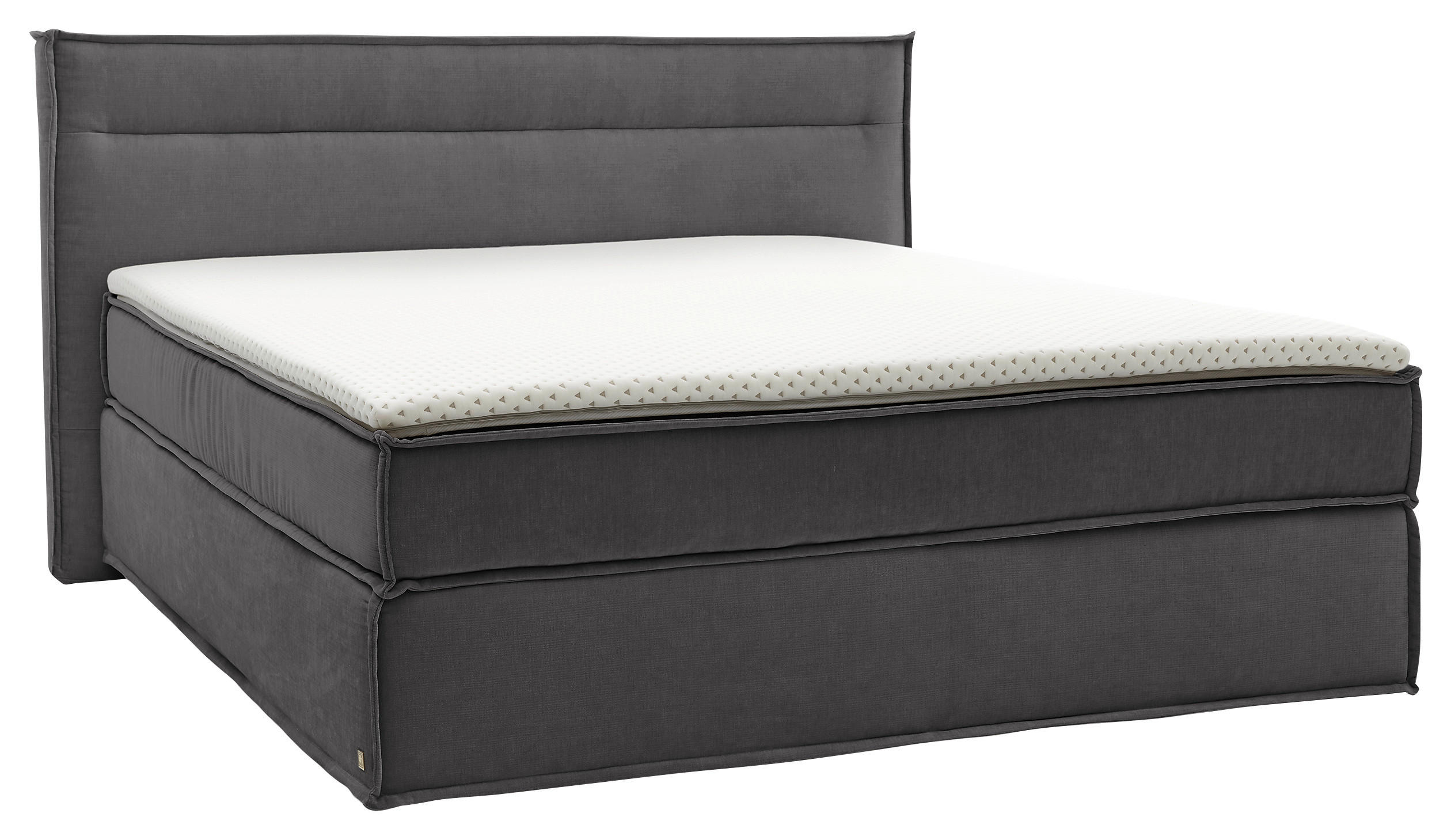 BOXSPRINGBETT 180/200 cm,  in Grau, Topper, H2 + H2 = mittel  - Schwarz/Grau, Design, Textil (180/200cm) - Musterring
