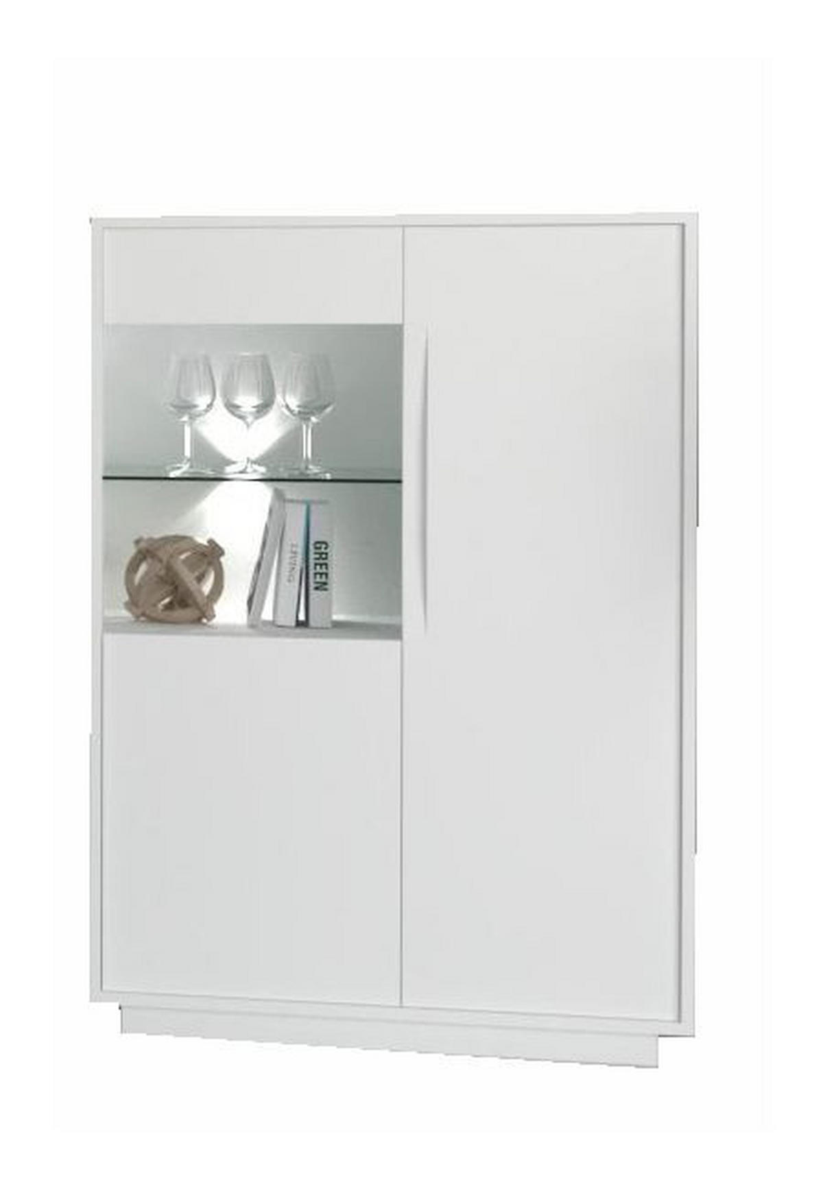HIGHBOARD Weiß  90/130/38 cm  - Weiß, MODERN, Glas/Holzwerkstoff (90/130/38cm) - Carryhome