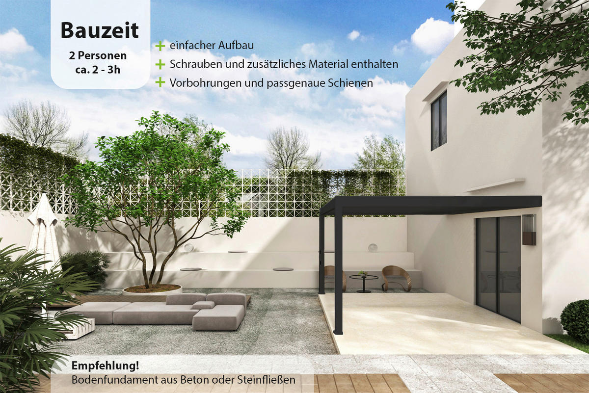 PERGOLA - Anthrazit, Basics, Metall (360/255/400cm) - Gardenson