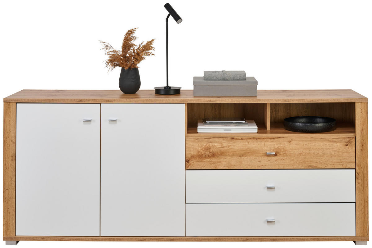 SIDEBOARD  in 193/78/45 cm  - Chromfarben/Eichefarben, KONVENTIONELL, Holzwerkstoff/Kunststoff (193/78/45cm) - Ti'me