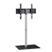 TV-RACK 60/100/45 cm  - Schwarz/Alufarben, Basics, Glas/Metall (60/100/45cm) - MID.YOU