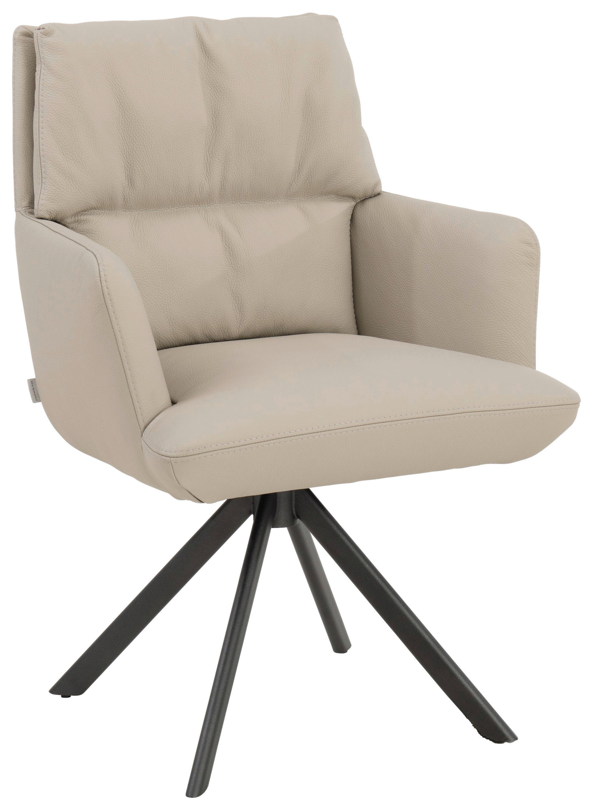 ARMLEHNSTUHL  in Echtleder pigmentiert  - Anthrazit/Creme, Design, Leder/Metall (63/92/66cm) - Bert Plantagie