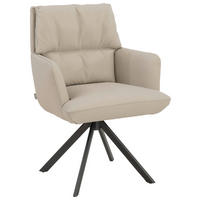 ARMLEHNSTUHL  in Echtleder pigmentiert  - Anthrazit/Creme, Design, Leder/Metall (63/92/66cm) - Bert Plantagie