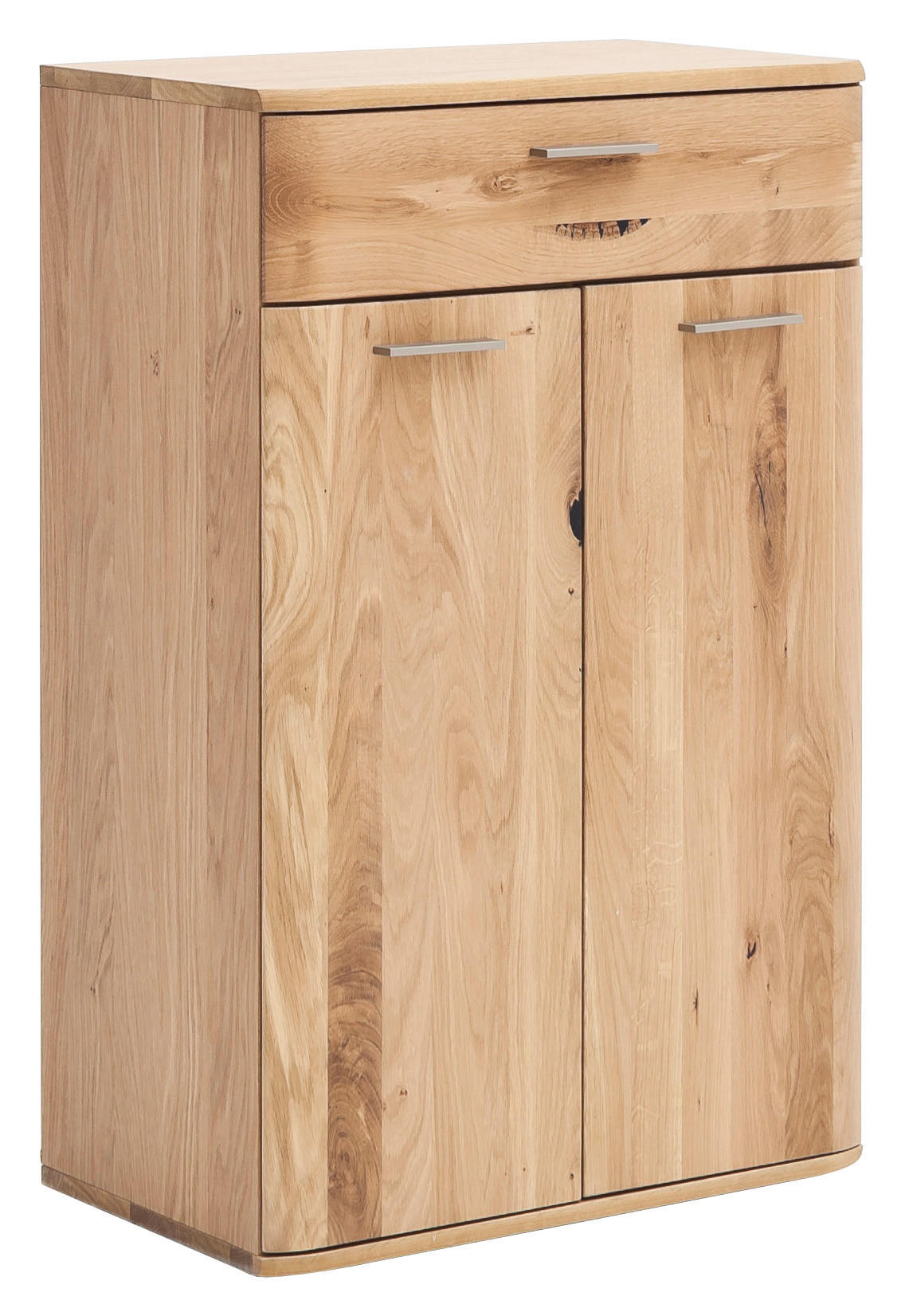 SCHUHSCHRANK Balkeneiche furniert, massiv Eichefarben - Eichefarben/Nickelfarben, Natur, Holz/Holzwerkstoff (65/102/38cm) - MID.YOU