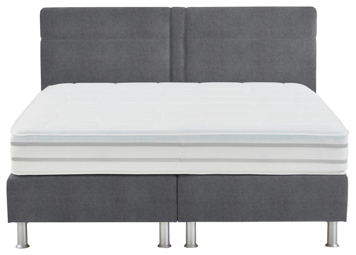 BOXSPRINGBETT 180/200 cm  in Grau  - Alufarben/Grau, Design, Kunststoff/Textil (180/200cm) - Beldomo - Sleep