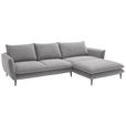 ECKSOFA  in Webstoff Grau  304/196 cm  - Schwarz/Grau, KONVENTIONELL, Textil/Metall (304/196cm) - Hom`in