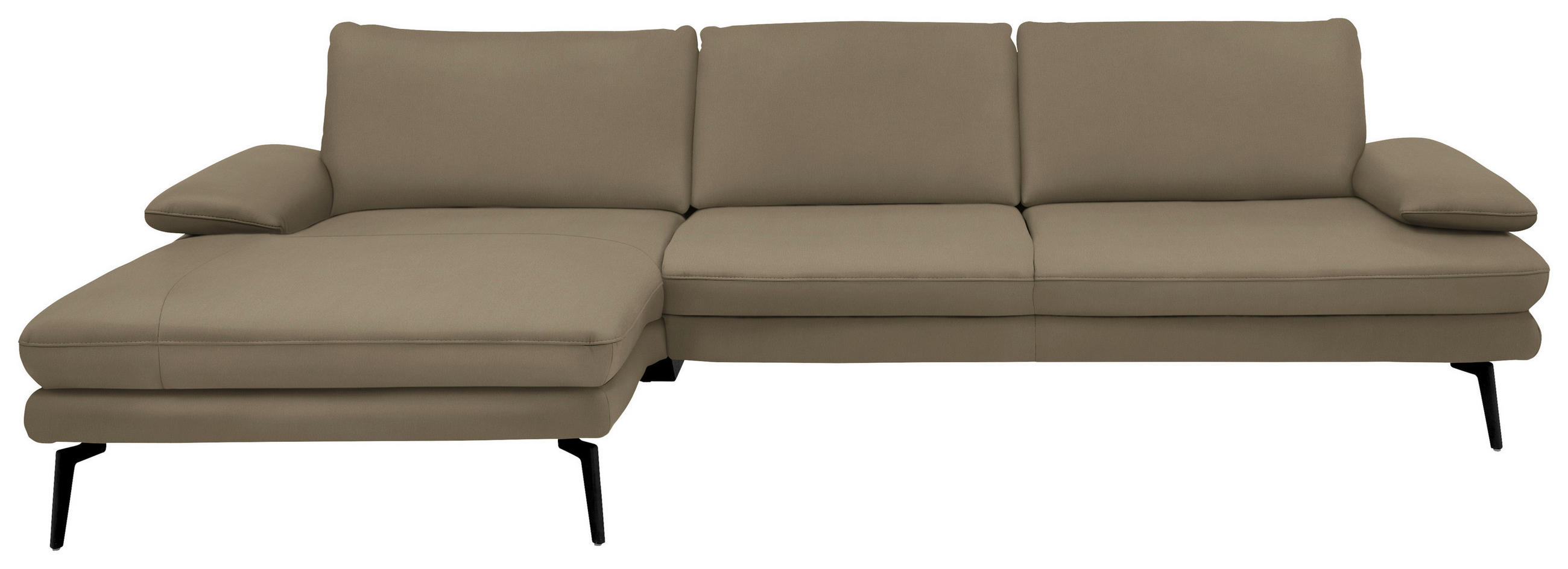 ECKSOFA in Echtleder Beige  - Beige/Schwarz, Design, Leder/Metall (180/310cm) - Dieter Knoll