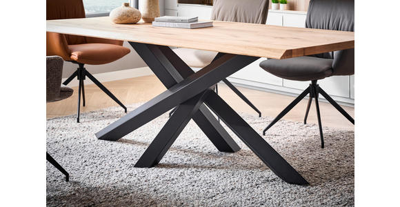 ESSTISCH Schwarz, Wildeiche rechteckig  schnell aufzubauende und stabile Arbeitsfläche  - Wildeiche/Schwarz, Natur, Holz/Metall (200/100/75cm) - Linea Natura