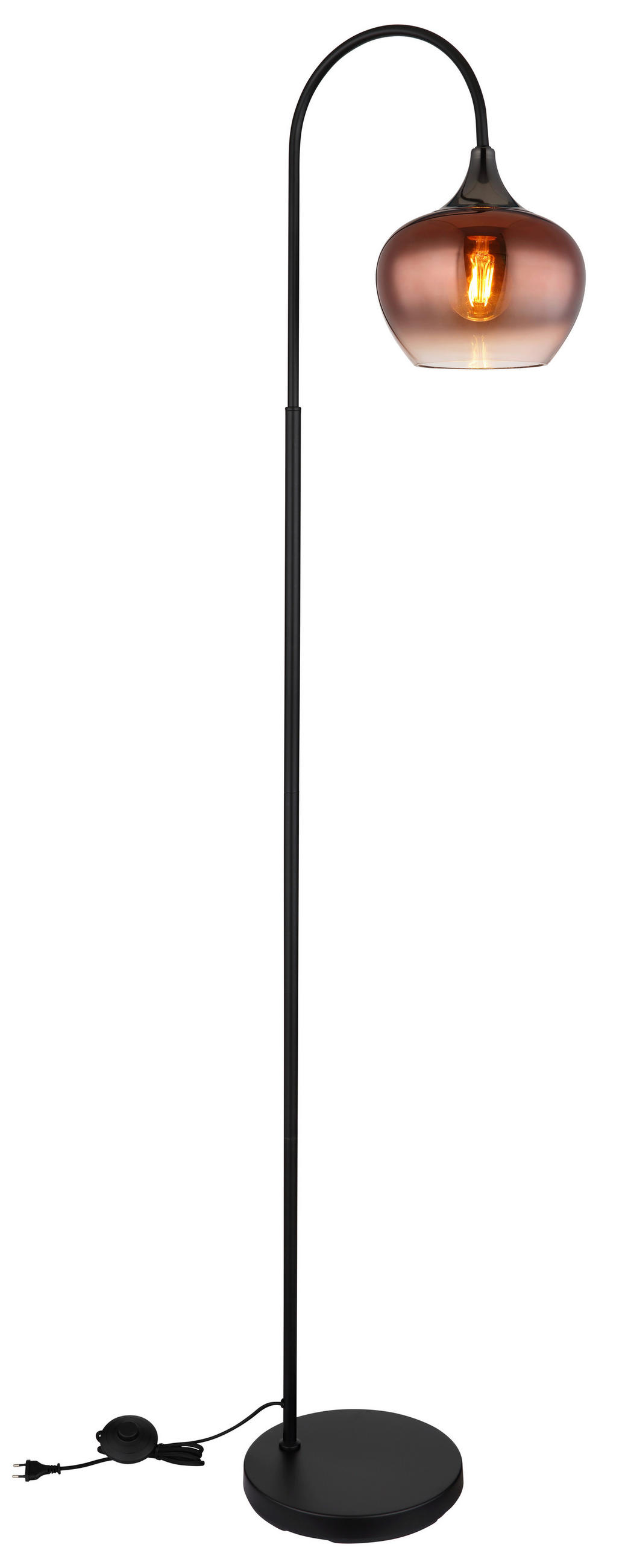 STOJACÍ LAMPA, 39/25/150 cm - měděné barvy/černá, Basics, kov/textil (39/25/150cm) - Globo