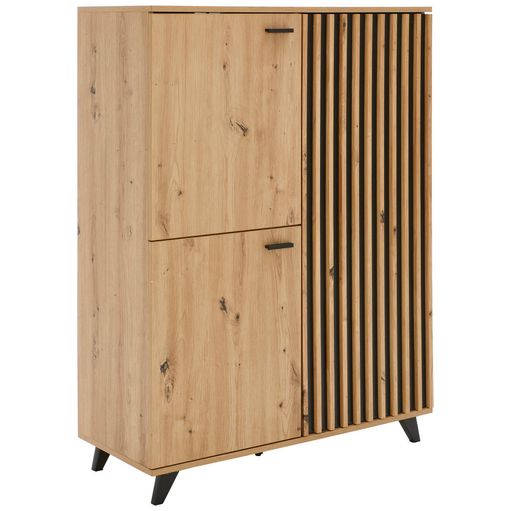 MID.YOU VYSOKÁ KOMODA, čierna, farba duba, 93,5/126/40 cm