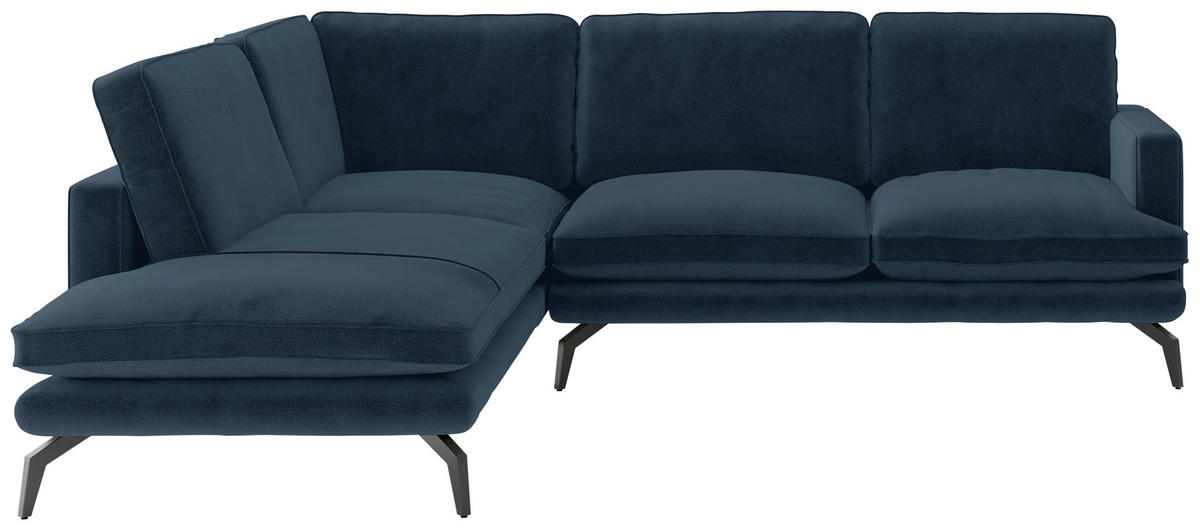 ECKSOFA Bali Dunkelblau Flachgewebe  - Schwarz/Dunkelblau, Design, Textil/Metall (202/250cm) - Livetastic