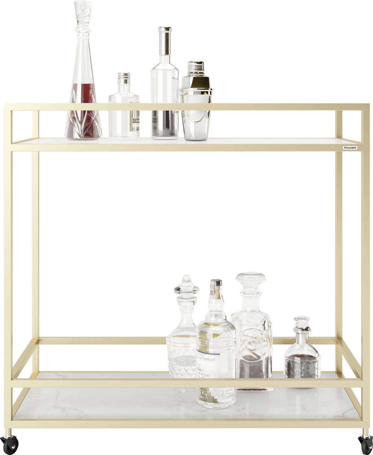 SERVIERWAGEN Goldfarben  - Goldfarben, Design, Glas/Metall (90/40/87cm) - Playboy