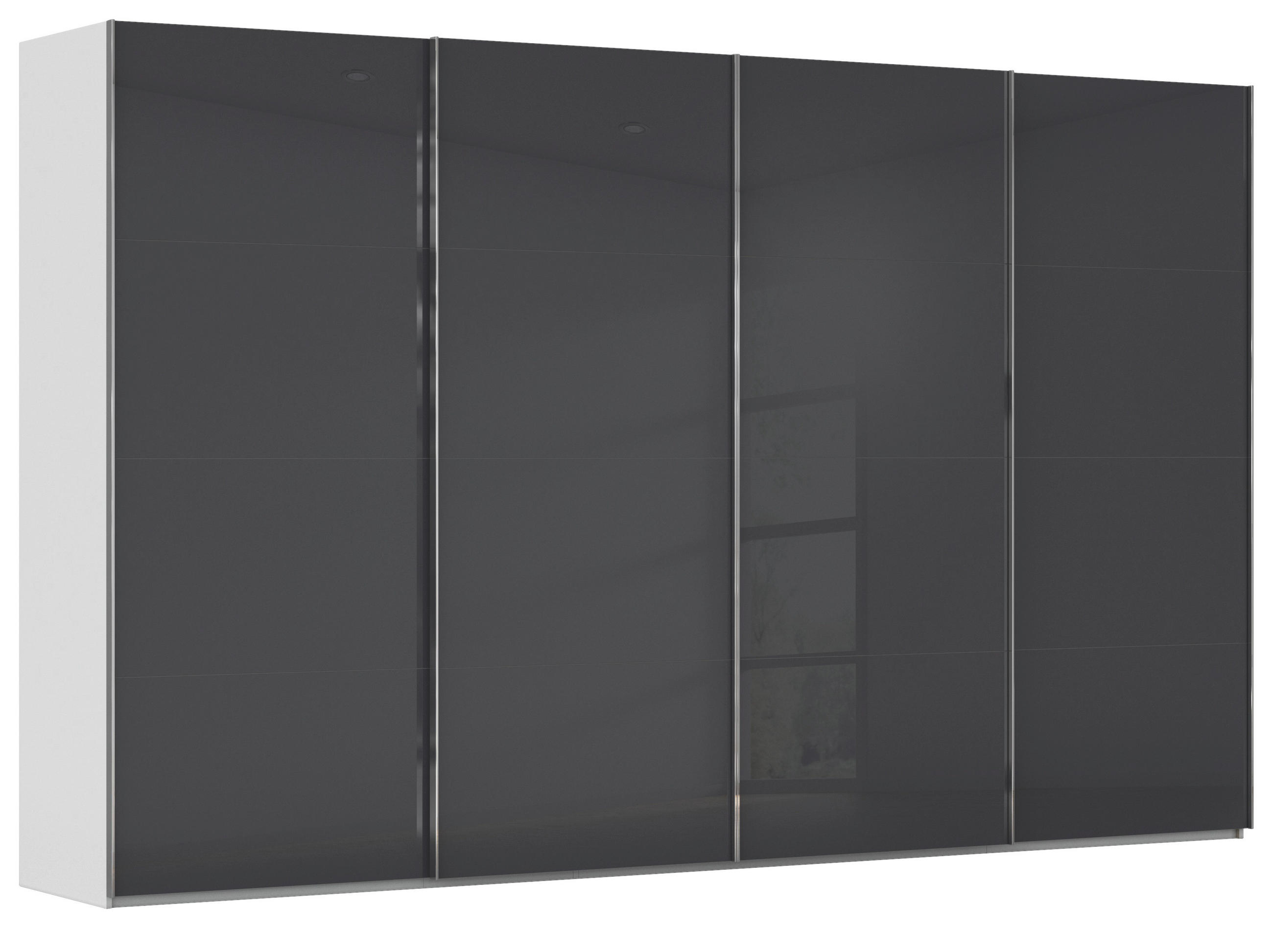 SCHWEBETÜRENSCHRANK 361/223/68 cm 4-türig Schwarz, Seidengrau  - Chromfarben/Seidengrau, Design, Glas/Holzwerkstoff (361/223/68cm) - Novel