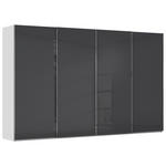 SCHWEBETÜRENSCHRANK  in Schwarz, Seidengrau  - Chromfarben/Seidengrau, Design, Glas/Holzwerkstoff (361/223/68cm) - Novel