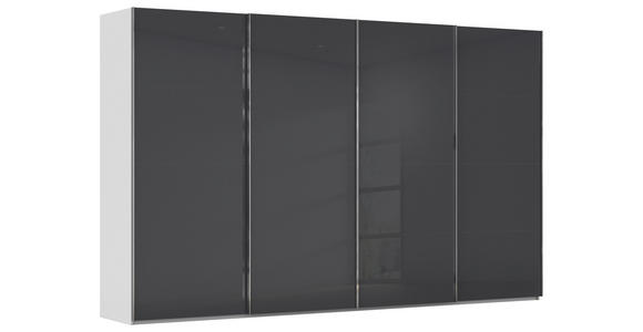 SCHWEBETÜRENSCHRANK 361/223/68 cm 4-türig Schwarz, Seidengrau  - Chromfarben/Seidengrau, Design, Glas/Holzwerkstoff (361/223/68cm) - Novel