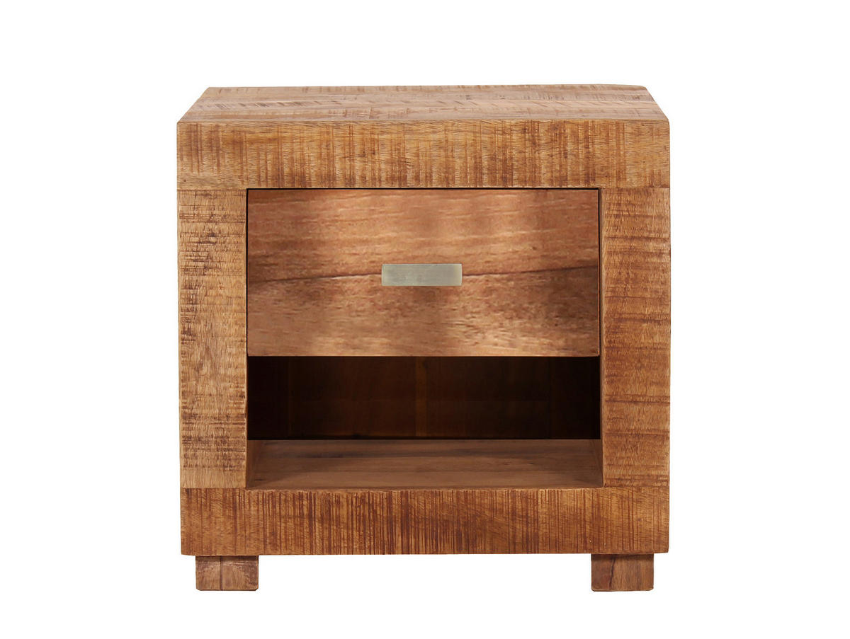 NACHTTISCH 40/40/30 cm Mangoholz massiv  - Silberfarben/Naturfarben, Design, Holz (40/40/30cm) - Livetastic