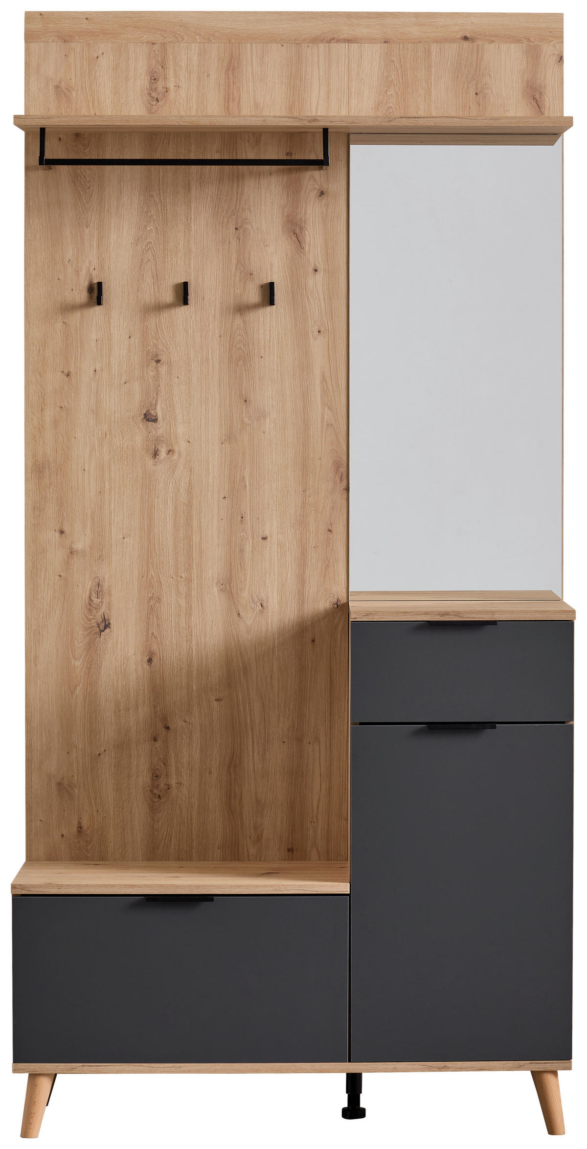 GARDEROBE  in 100/202/40 cm  - Graphitfarben/Eiche Artisan, Design, Glas/Holzwerkstoff (100/202/40cm) - home24