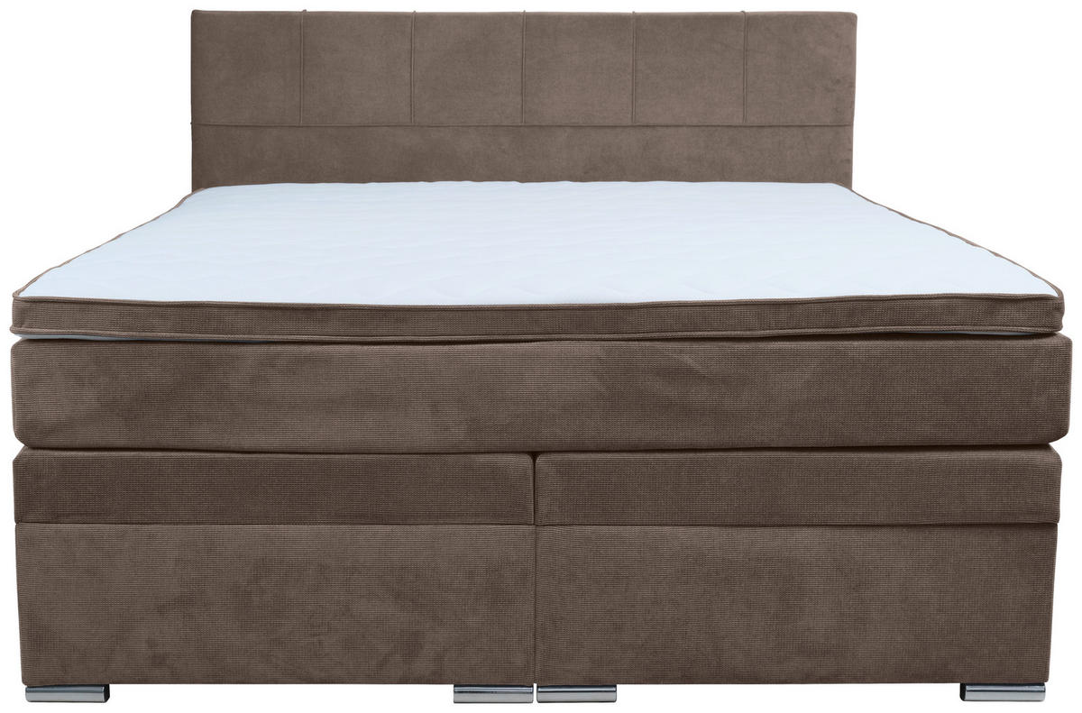 BOXSPRINGBETT 180/200 cm  in Braun  - Chromfarben/Braun, Design, Holz/Holzwerkstoff (180/200cm) - Boxxx