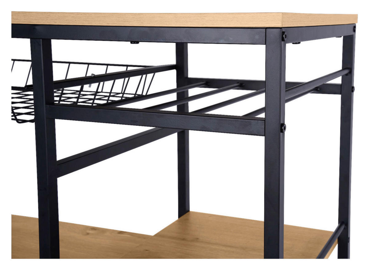 SERVIERWAGEN Naturfarben, Schwarz  - Schwarz/Naturfarben, Trend, Holzwerkstoff/Kunststoff (86/40/86cm) - Xora