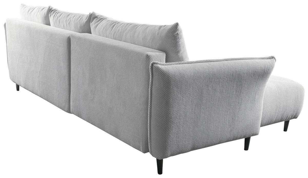 ECKSOFA MONTE CARLO Hellgrau Struktur, Plüsch  - Hellgrau/Schwarz, Trend, Textil (160/290cm) - MID.YOU