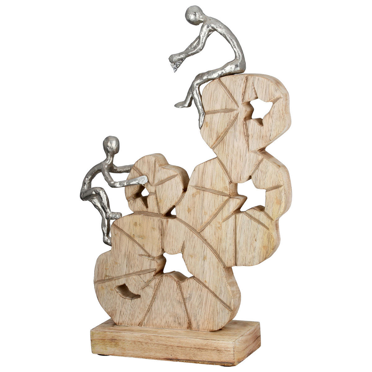 SKULPTUR - Silberfarben/Beigebraun, Basics, Holz/Metall (29/45/9cm)