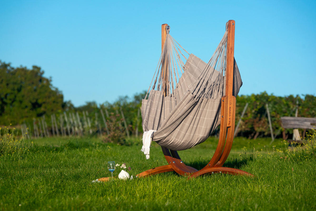 HOJDACIA SIEŤ  - farba eukalyptového dreva/sivá, Konventionell, drevo/textil (100/152/92cm) - La Siesta