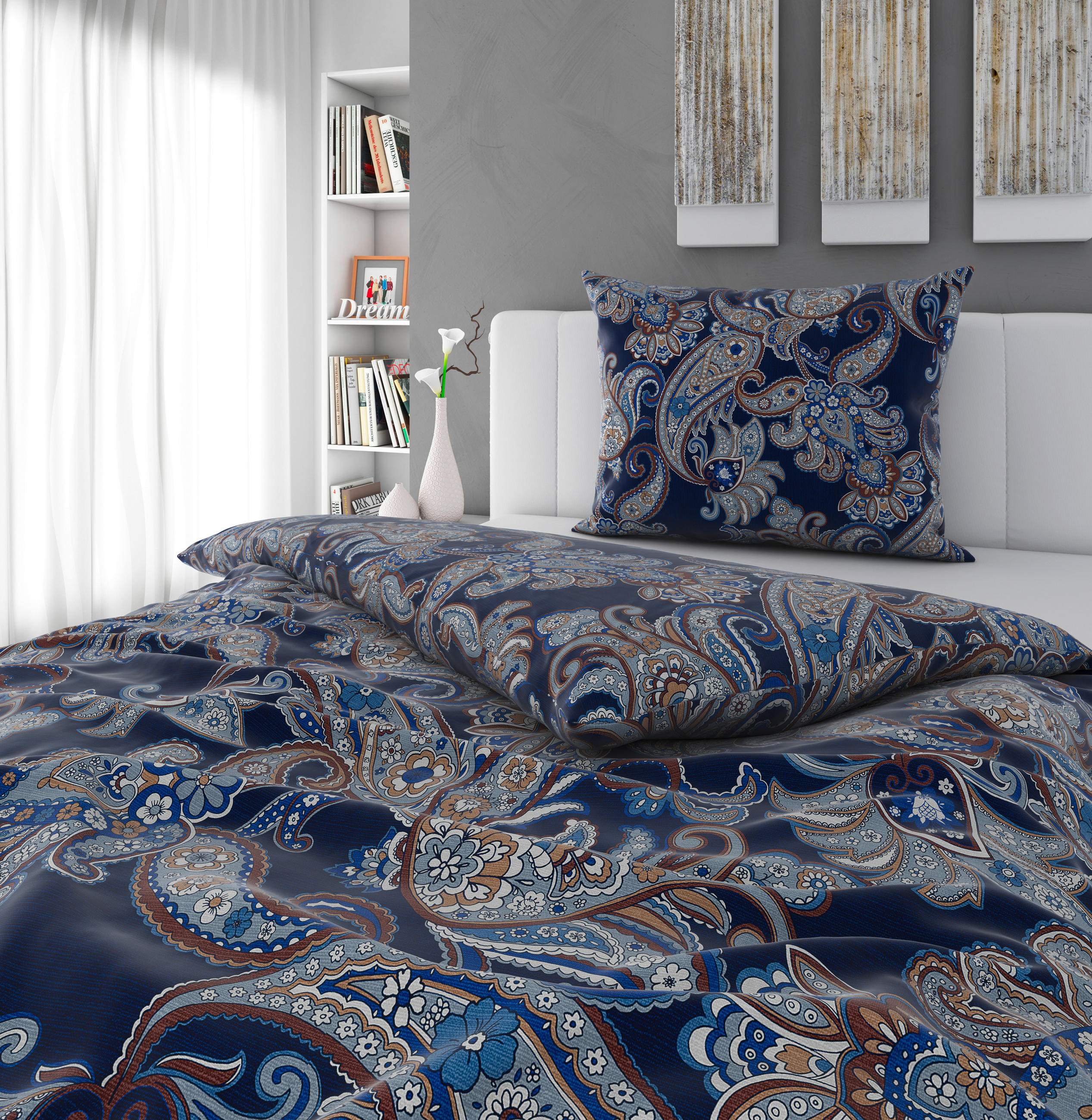 POVLEČENÍ, satén, modrá, 140/200 cm - modrá, Basics, textil (140/200cm) - Novel