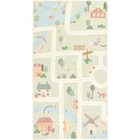 KINDERTEPPICH 80/150 cm LIVING ECOVIA, waschbar Bauernhof  - Pastellblau/Salbeigrün, Trend, Kunststoff/Textil (80/150cm) - Lindorug