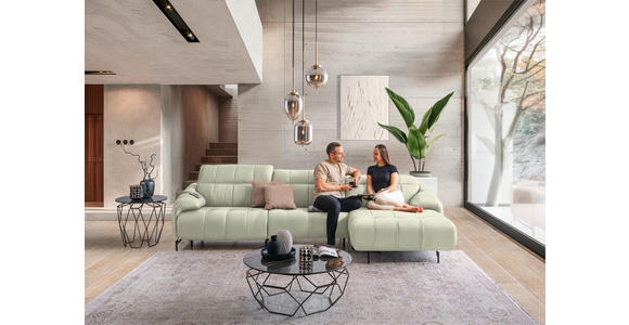 ECKSOFA in Echtleder Weiß 313/165 cm - Schwarz/Weiß, Design, Leder/Metall (313/165cm) - Emilio Belluti