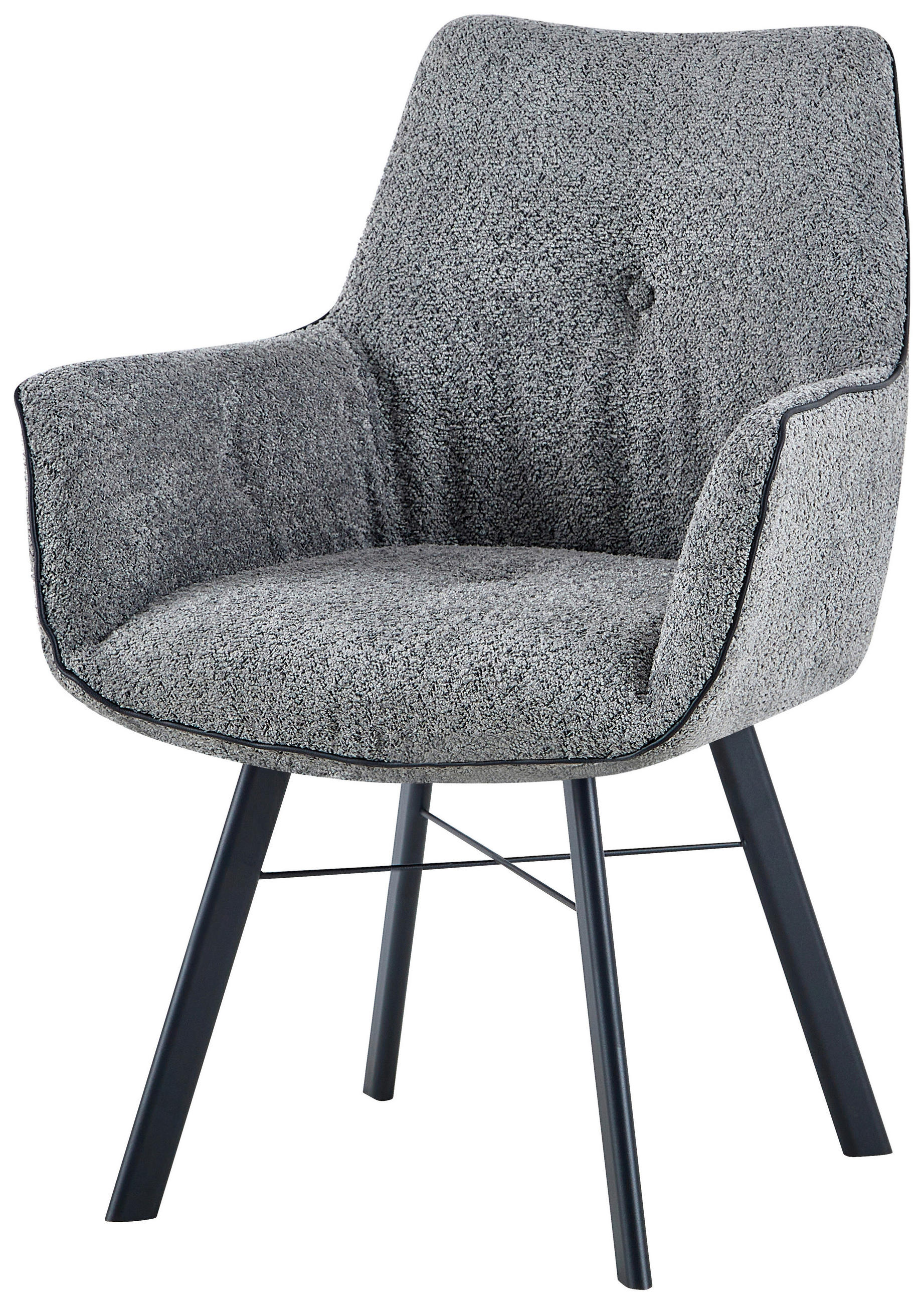 STOL MED ARMSTÖD järn  - grå, Design, metall/textil (64/91/61cm) - Kayoom