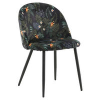STUHL-SET 2 Stück  in Stahl Samt  - Schwarz, Design, Textil/Metall (50/77/48cm) - Livetastic