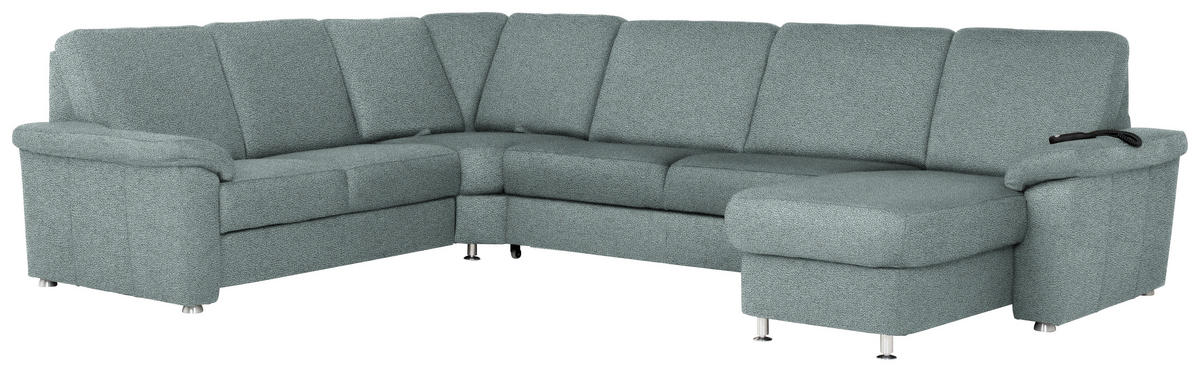 WOHNLANDSCHAFT in Flachgewebe Salbeigrün  - Chromfarben/Salbeigrün, Konventionell, Textil/Metall (240/330/163cm) - Beldomo System