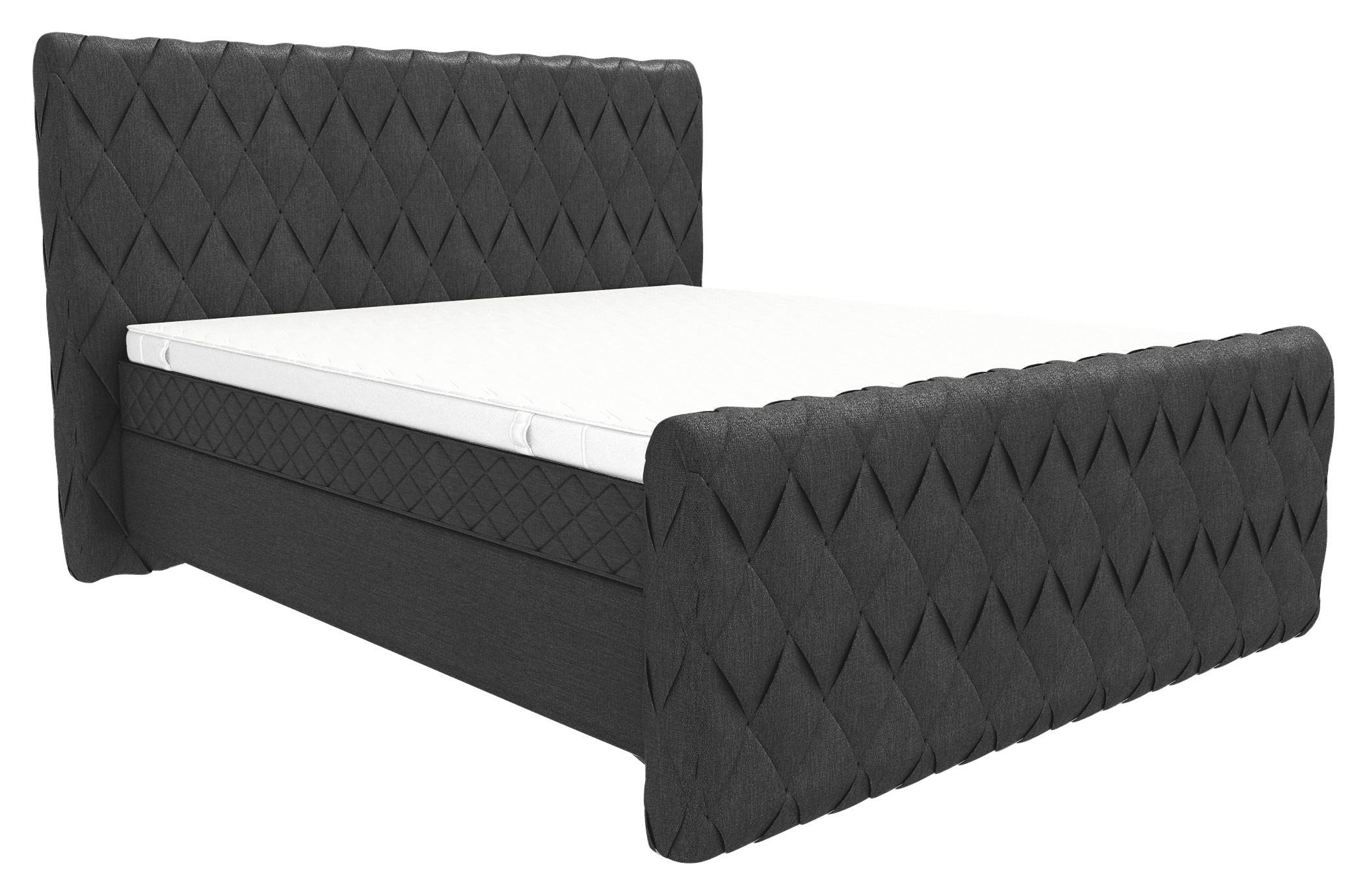 BOXSPRINGBETT 180/200 cm  in Anthrazit  - Anthrazit/Schwarz, Design, Textil/Metall (180/200cm) - Boxxx