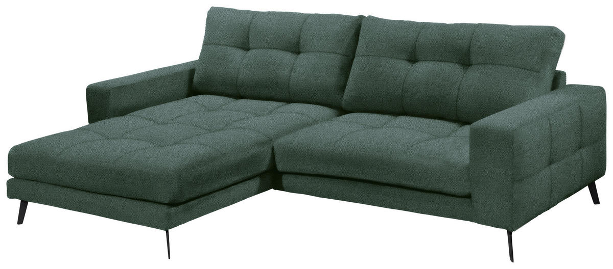 ECKSOFA ROCKPORT Dunkelgrün Webstoff  - Dunkelgrün/Schwarz, Basics, Textil/Metall (171/247cm) - Livetastic