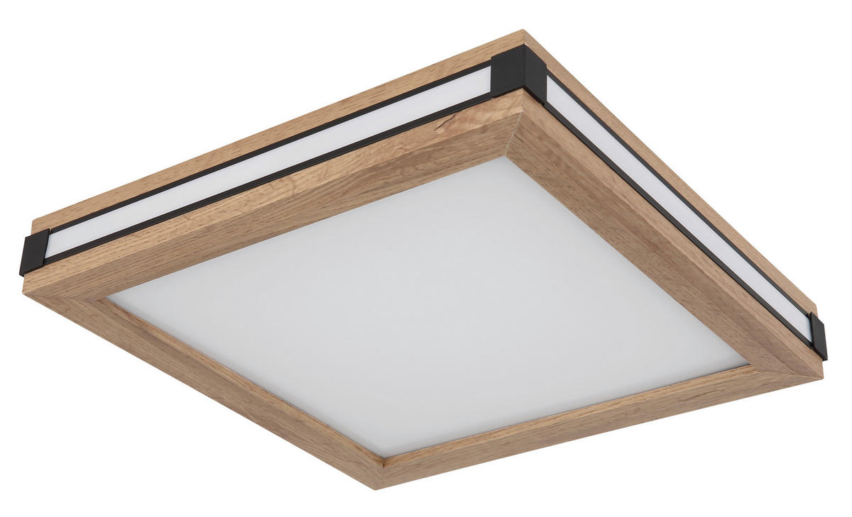 LED SVJETILJKA STROPNA  - bijela/tamno smeđa, Natur, drvni materijal/metal (30/30/7,5cm) - Globo