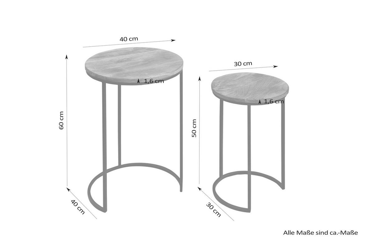 SATZTISCH in Holz, Metall 40/30x60/50 cm  - Schwarz/Naturfarben, MODERN, Holz/Metall (40/30x60/50cm) - MID.YOU