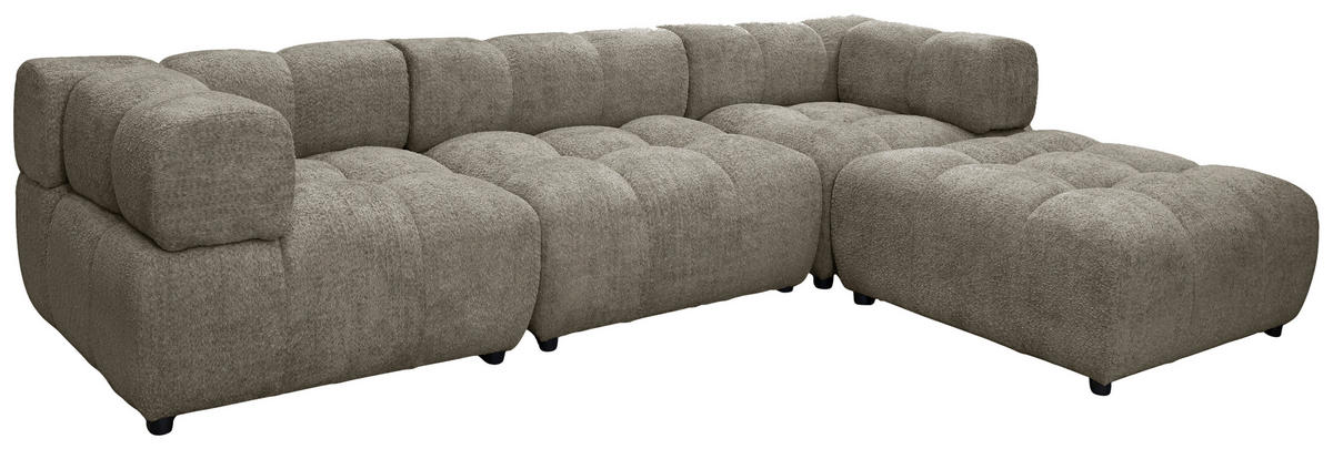 ECKSOFA ZAK in Bouclé Hellbraun  280/186 cm  - Hellbraun/Schwarz, Design, Kunststoff/Textil (280/186cm) - MID.YOU