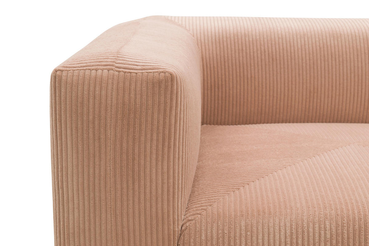 3-SITZER-SOFA Cord, Mikrofaser Rosa, Roségold  - Roségold/Schwarz, Design, Kunststoff/Textil (301/69/108cm) - MID.YOU
