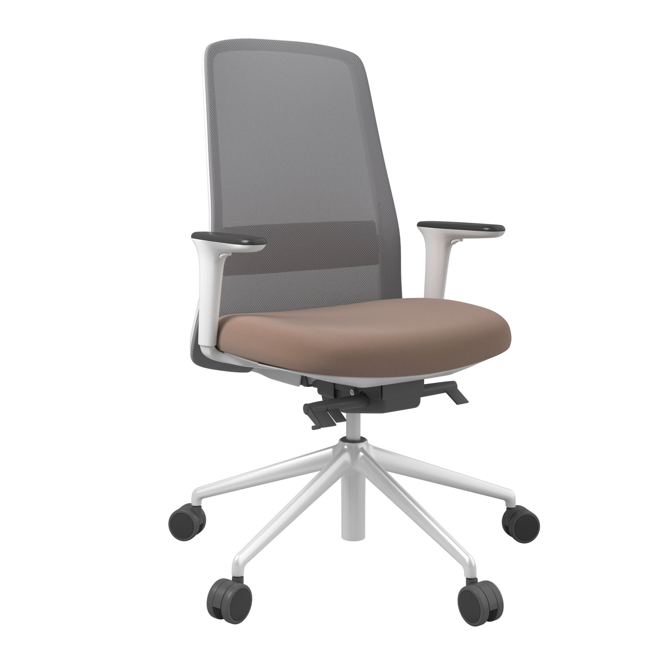 DREHSTUHL Braun, Grau, Weiß  - Braun/Weiß, MODERN, Kunststoff/Textil (70/103-115/70cm)