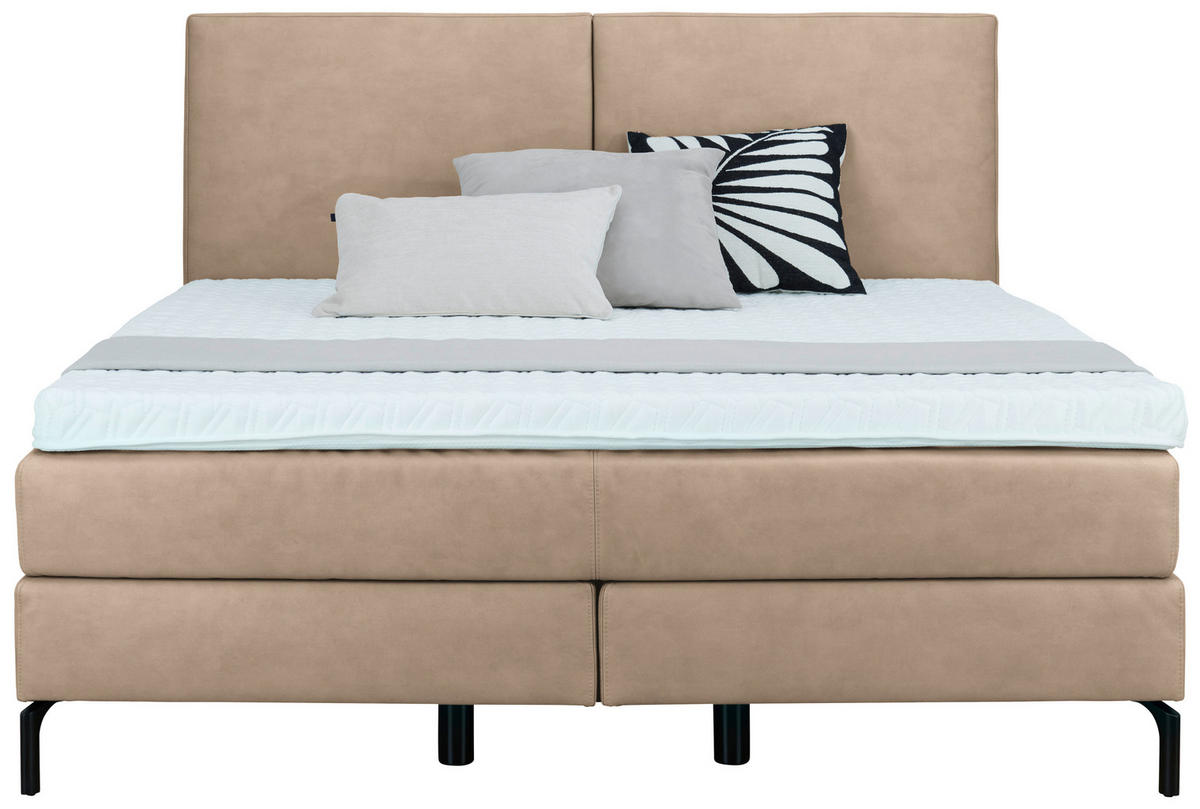 BOXSPRINGBETT 180/200 cm  in Beige  - Beige/Schwarz, Konventionell, Textil/Metall (180/200cm) - Dieter Knoll