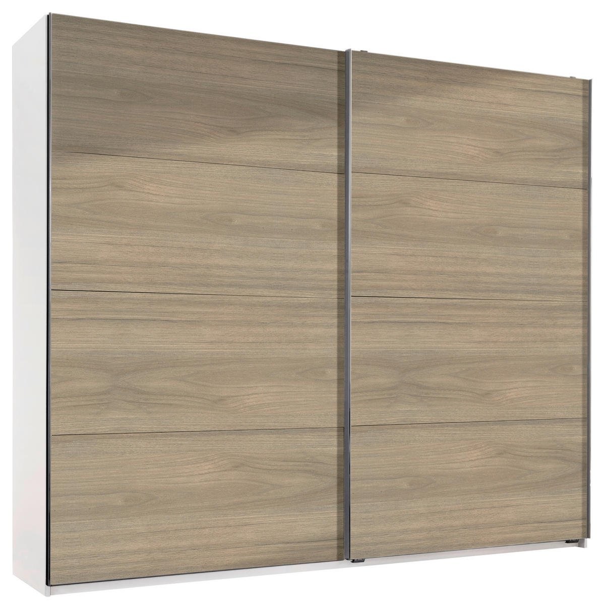 SCHWEBETÜRENSCHRANK  in Weiß, Eichefarben, Hickory  - Eichefarben/Alufarben, Design, Holzwerkstoff/Metall (225/210/65cm) - Carryhome