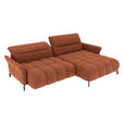 ECKSOFA Rostfarben Flachgewebe Rücken echt, Kopfteilverstellung, Sitztiefenverstellung  - Rostfarben/Schwarz, KONVENTIONELL, Textil/Metall (272/175cm) - Carryhome