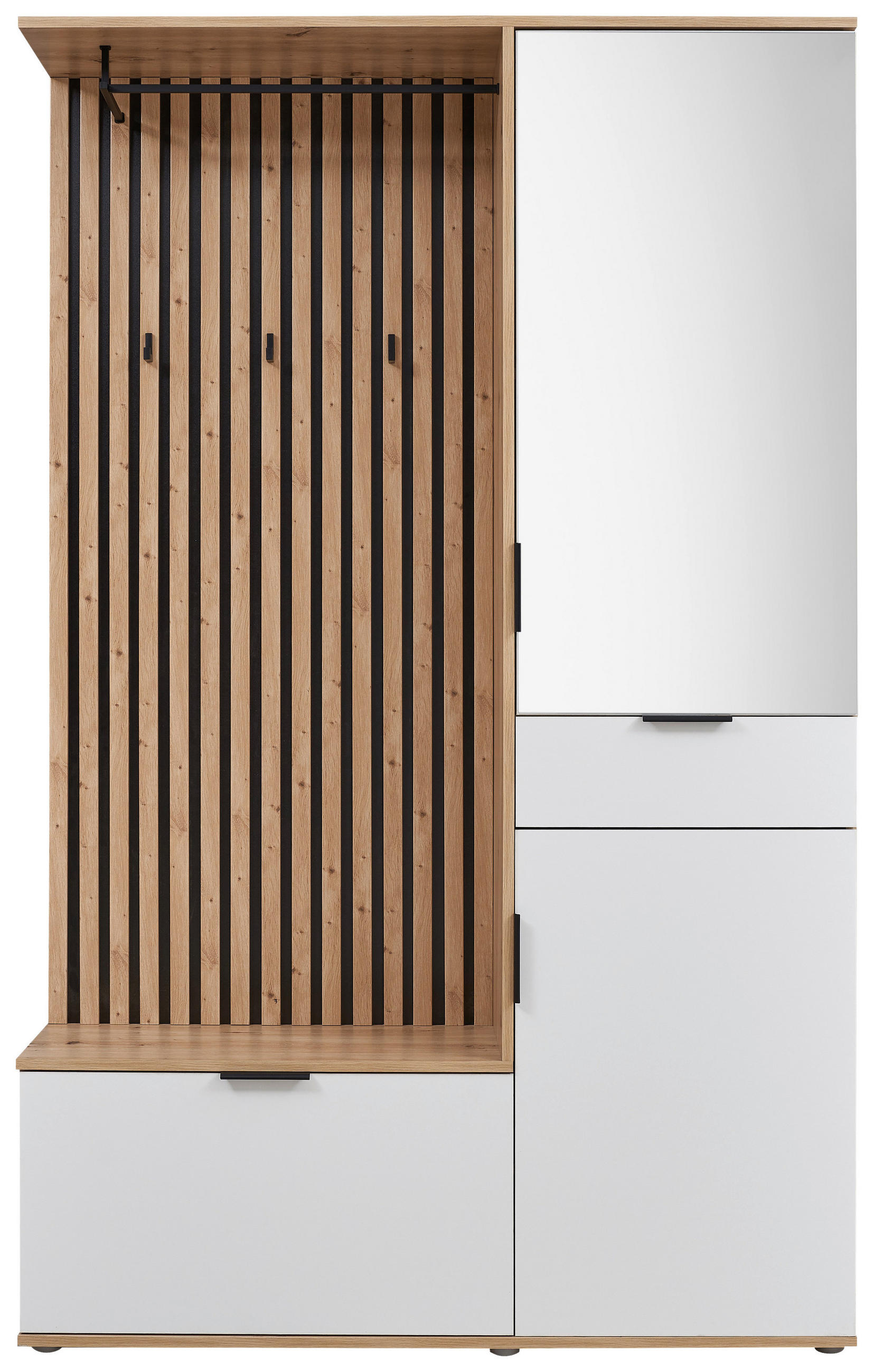 GARDEROBE  in 122/195/35 cm  - Weiß/Eiche Artisan, Design, Glas/Holzwerkstoff (122/195/35cm) - Xora