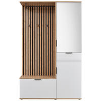 PREDSOBA bela, hrast artisan - bela/hrast artisan, Design, steklo/leseni material (122/195/35cm) - MID.YOU