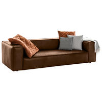 3-SITZER-SOFA around the block Echtleder Dunkelbraun  - Dunkelbraun/Schwarz, MODERN, Leder/Kunststoff (260/66/104cm) - Chilliano