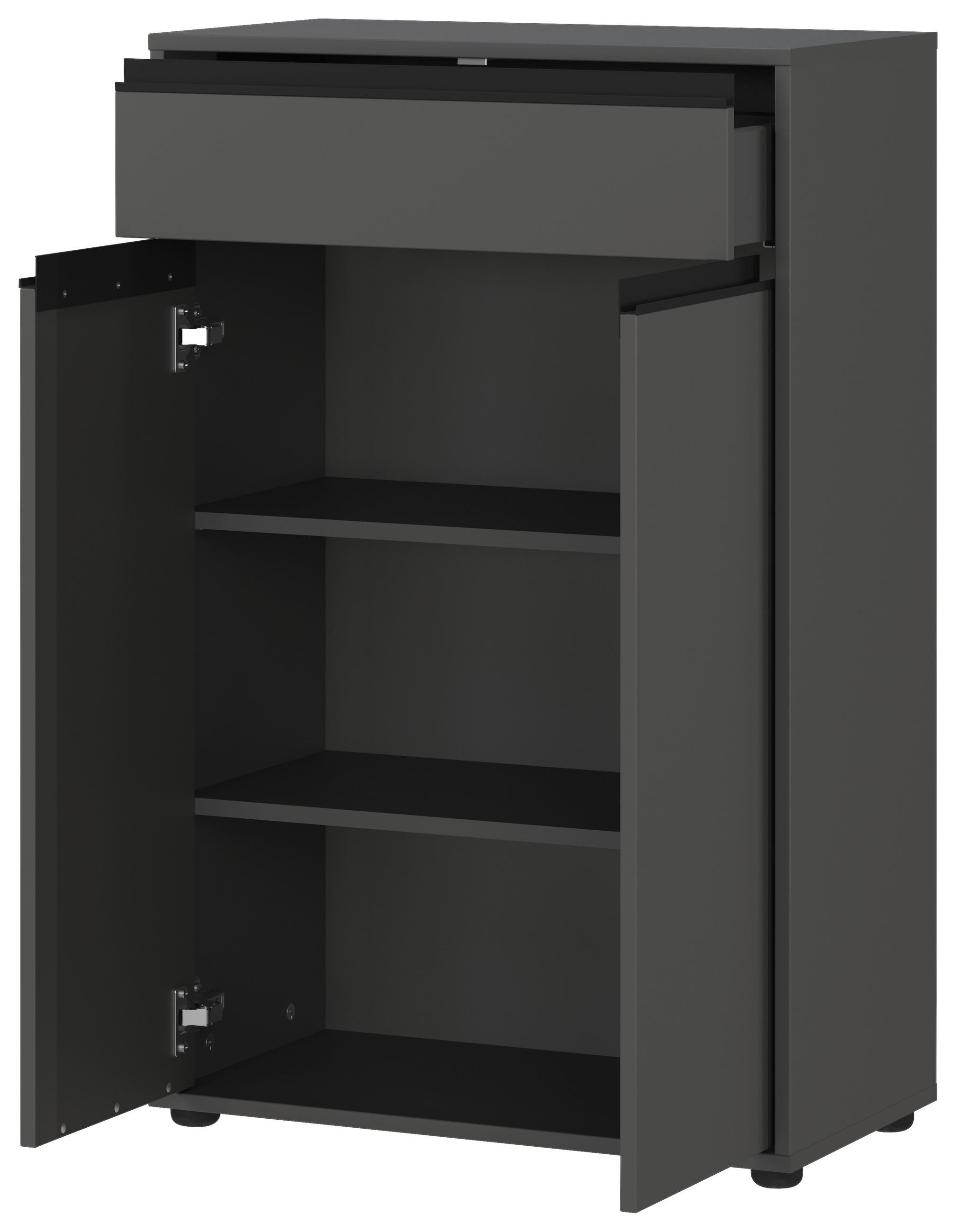 Thumbnail - Germania Unterschrank, Graphit, Metall, 2 Fächer, 1 Schublade(n) Schubladen, 63x98x34 cm, stehend, Badezimmer, Badezimme...