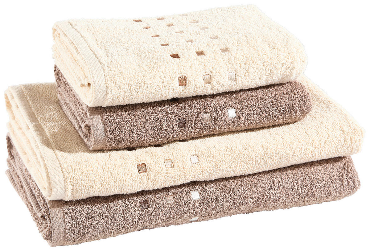 SET PEŠKIRA QUATTRO  sivobraon, bež 50/100 cm  - bež/sivobraon, tekstil (50/100cm) - Esposa