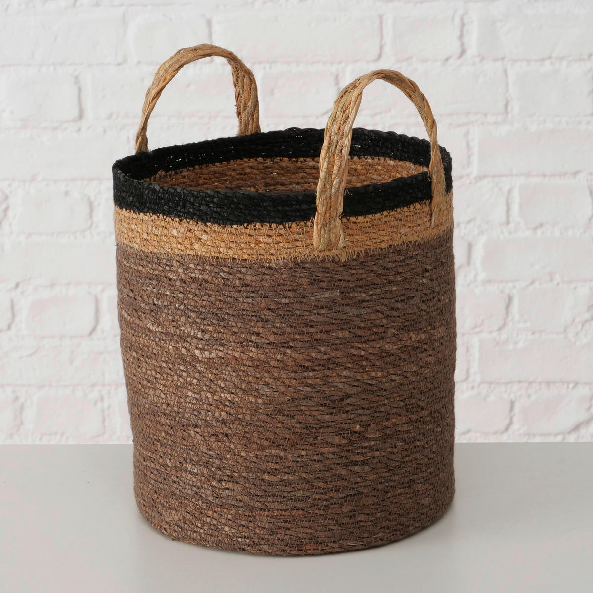 DEKORAČNÝ KÔŠ sivá, prírodná farba, čierna - čierna/sivá, Basics, prírodné materiály (26/31cm)