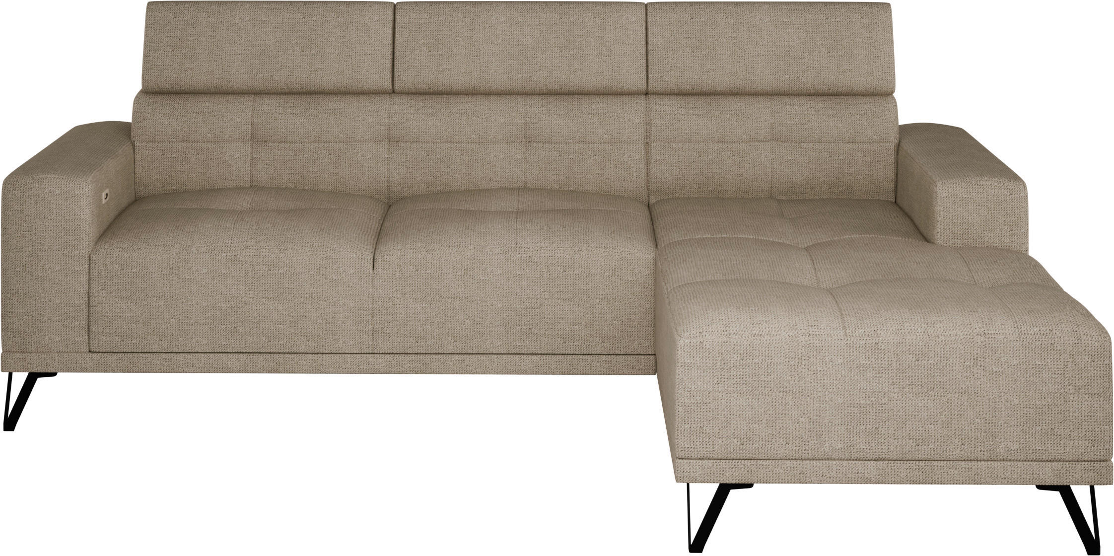 ECKSOFA Beige Chenille  - Beige/Schwarz, KONVENTIONELL, Textil/Metall (264/178cm) - Hom`in